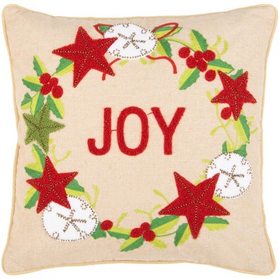 Jolly Joy Pillow - Green/Red/Beige - 12" X 20" - Safavieh