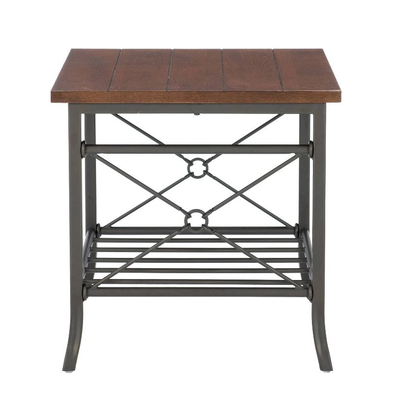Richie 3pc Coffee and Side Table Set Dark Bronze Finish Metal and Chestnut Vaneer Top - Powell, 1 of 14