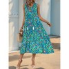 Womens Summer Loose Fit Maxi Dress Casual V Neck Sleeveless Bohemian Floral Print Long Beach Sundresses - 3 of 4