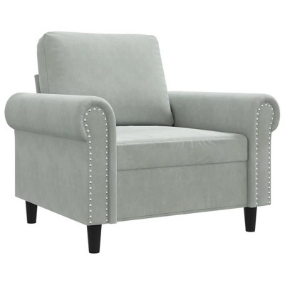 vidaXL Light Gray Sofa Chair - Modern Velvet Chair with Sturdy Metal Frame, Plush Foam Padding - Ideal for Living Room, Lounge, Office and Bedroom