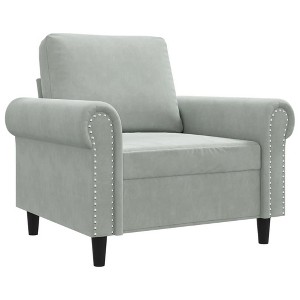 vidaXL Light Gray Sofa Chair - Modern Velvet Chair with Sturdy Metal Frame, Plush Foam Padding - Ideal for Living Room, Lounge, Office and Bedroom - 1 of 4