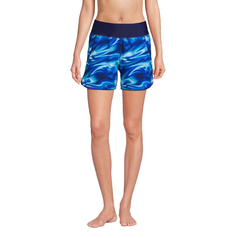Lands' End Women's 5" Quick Dry Elastic Waist Board Shorts Swim Cover-up Shorts with Panty, 1 of 7