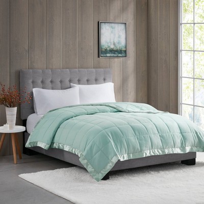 Twin Green Down Alternative Blanket with Satin Trim