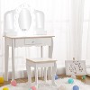 Vanity Set with 3 Mirrors, Pretend Play Girls Vanity Table and Chair Set with Lighted Mirror - 2 of 4