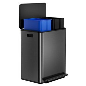 2 x 8 Gallons Dual Compartment Trash Can with 2 Inner Buckets and Soft Close Lid - 1 of 4