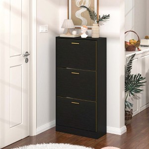 TiramisuBest Modern Shoe Cabinet with 3 Upside Down Drawers,Slender Hidden Shoe Cabinet - 1 of 4