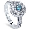 Pompeii3 1 5/8ct Blue Diamond Double Halo Vintage Engagement Ring 14K White Gold - 4 of 4