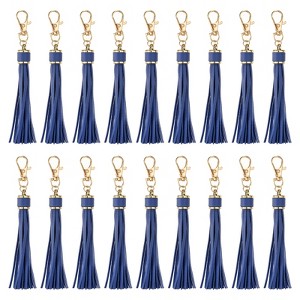 Unique Bargains PU Leather Keychain with Lobster Swivel Crafts Tassels 18 Pcs - 1 of 4