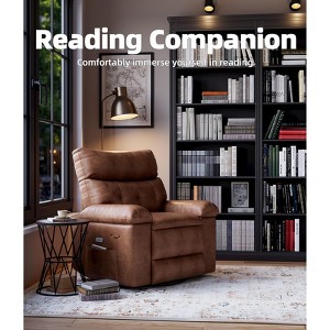 Recliner Chair for Adult,360Swivel Massage Home Theater Seat with Heat and Remote Control,PU Leather Rocker Recliner,Single Sofa with Side Pocket - 1 of 4