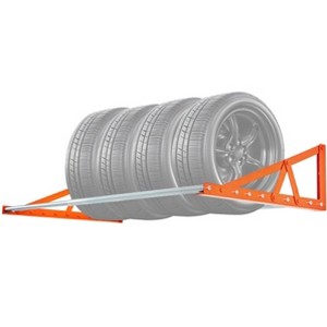 VEVOR Wall Mounted Tire Rack, 31" - 56" Adjustable Tire Rack, Q235 Heavy-Duty Steel Tire Storage Rack, Max 400lbs Load Capacity, Orange - 1 of 4