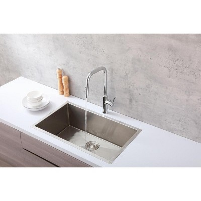 Matte Black Stainless Steel Gooseneck Kitchen Faucet with Pull-out Spray