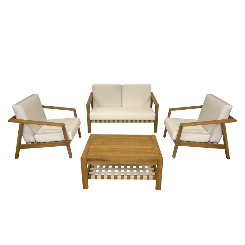 Kinger Home Luna 4-Piece Patio Furniture Set for 4, Teakwood Frame, 1 of 9