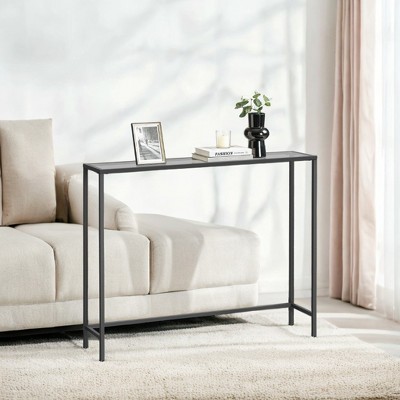 Modern Entryway Console Table with Tempered Glass Tabletop, Adjustable Feet, Easy Assembly, Suitable for Living Room and Entryway