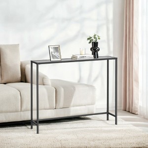 Modern Entryway Console Table with Tempered Glass Tabletop, Adjustable Feet, Easy Assembly, Suitable for Living Room and Entryway - 1 of 4