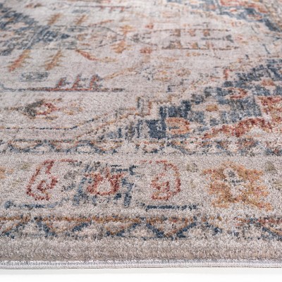Blue and Beige Medallion Synthetic 8' x 10' Area Rug
