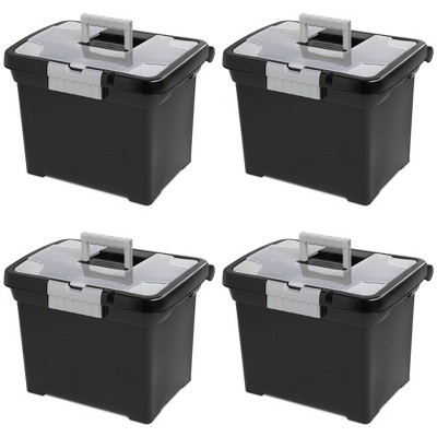 Sterilite Portable Lockable File Box Organizer with Handle (4 Pack)