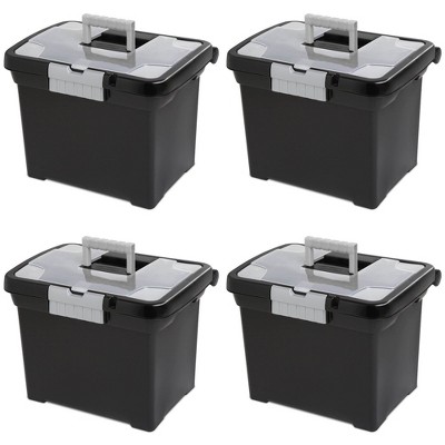 Sterilite Portable Lockable File Box Organizer with Handle (4 Pack)