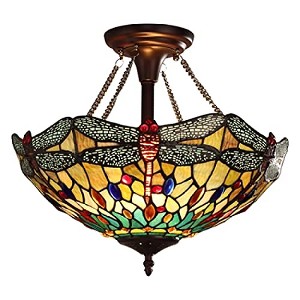 Chloe Lighting Lighting Empress Tiffany-Style Dark Bronze 2 Light Semi-Flush 16'' Wide, Multicolor (CH3T471GD16-UF2) - 1 of 4