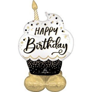 LoonBalloon 34 Inch Black & Gold Cupcake Birthday Balloon - Air-Inflatable - 1 of 1