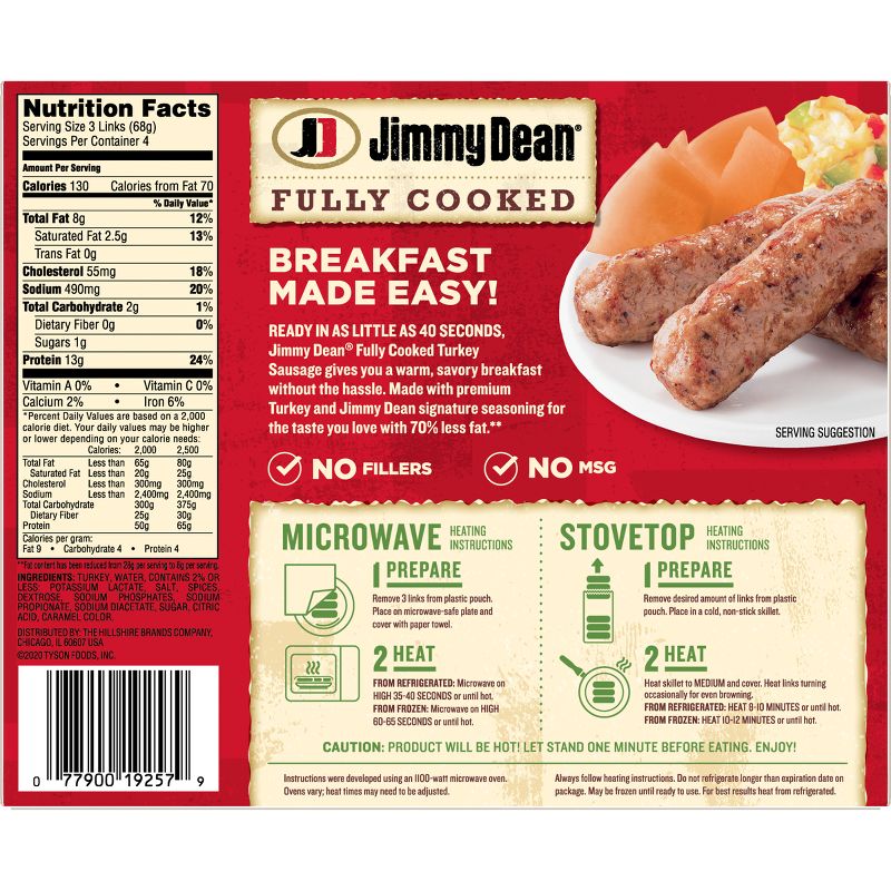 Jimmy Dean Fully Cooked Turkey Sausage Links - 9.6oz/12ct, 3 of 10