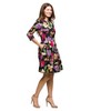 24seven Comfort Apparel Black Multicolor Floral Fit and Flare Pocket Knee Length Dress - 2 of 4