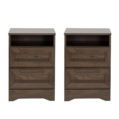 Christopher Knight Home Set of 2 Danbury 2 Drawer Nightstands Walnut