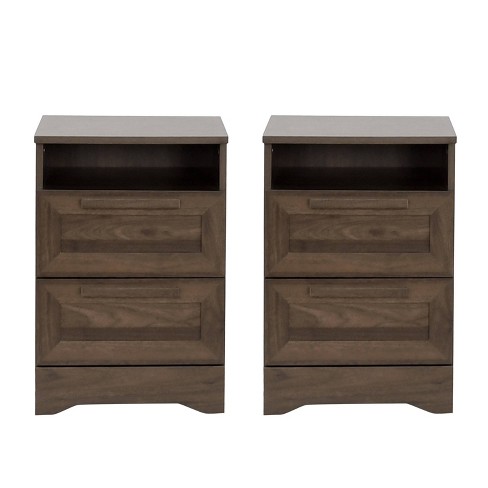 Christopher Knight Home Set of 2 Danbury 2 Drawer Nightstands Walnut - image 1 of 4