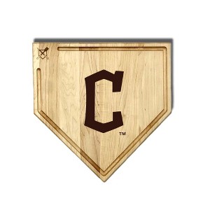 MLB 17-Inch Wooden Home Plate Cutting Board w/Trough, Cleveland Guardians - 1 of 2