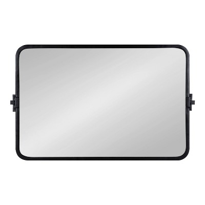 Elijah 33.5'' Black Iron Rectangular Pivot Wall Mirror