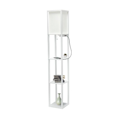 Classix White 62.5" 3-Tier Shelf Floor Lamp with LED Bulb