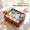 Acacia Wood Tea Organizer Box, 12 Compartments Tea Organizer for Tea Bags with Clear Glass Window for Countertop Kitchen Cabinet - 3 of 4