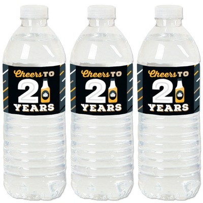 Big Dot of Happiness Cheers and Beers to 21 Years - 21st Birthday Party Water Bottle Sticker Labels - Set of 20