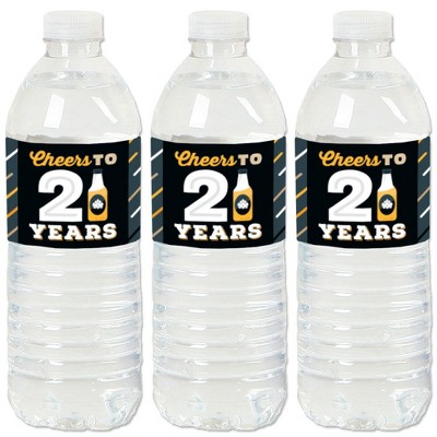 Big Dot of Happiness Cheers and Beers to 21 Years - 21st Birthday Party Water Bottle Sticker Labels - Set of 20