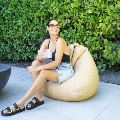 Natural Basket Weave Outdoor Teardrop Bean Bag Chair