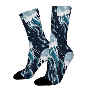 Jellyfish Pattern Women Printed Crew Socks Funny Funky Socks Soft Polyester Novelty Gifts for Artists Men - 1 of 1
