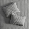 3 Pcs Stripe Stitch Reversible Quilt Set, Hotel Collection Style Solid Color Bed Blanket, Cooling Touch Cotton Filling Bedding with Matching Shams - 3 of 4