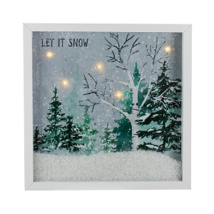 Northlight LED Lighted Let it Snow Winter Forest Christmas Canvas Wall Art 10" x 10" - 1 of 4