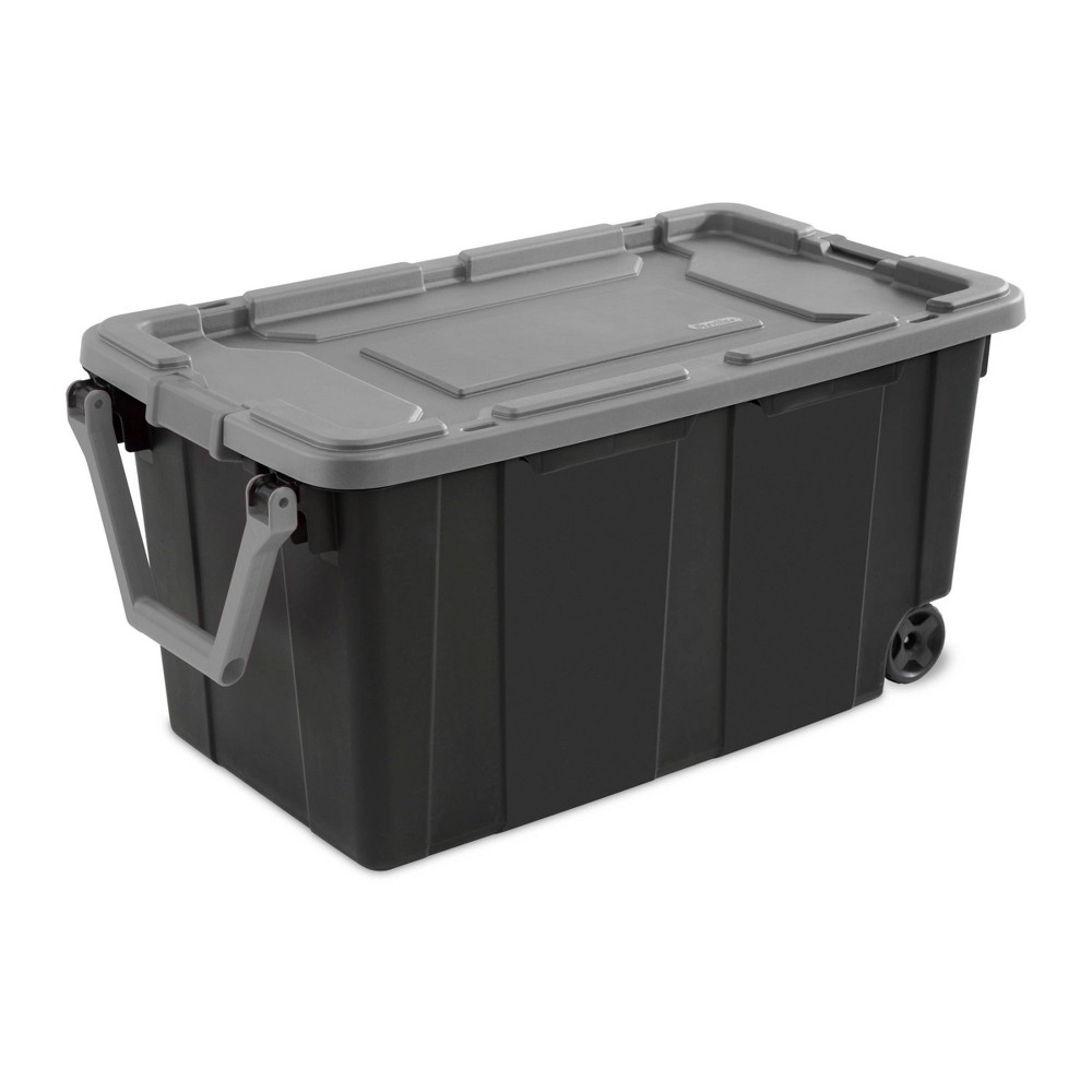 UPC 073149146991 product image for Sterilite 40gal Wheeled Industrial Tote With Gray Lid Red Latches And Handles | upcitemdb.com