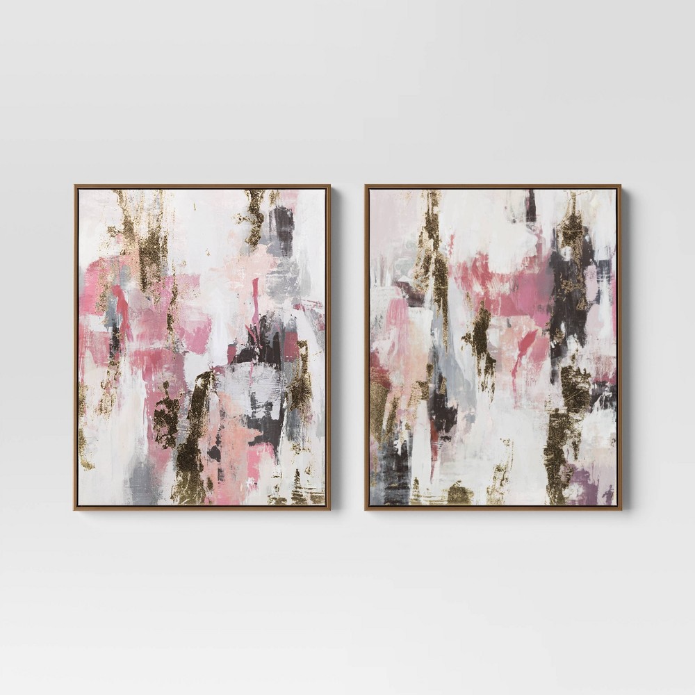 (Set of 2) 16"x20" Foil Abstract Canvas Framed Arts - Threshold