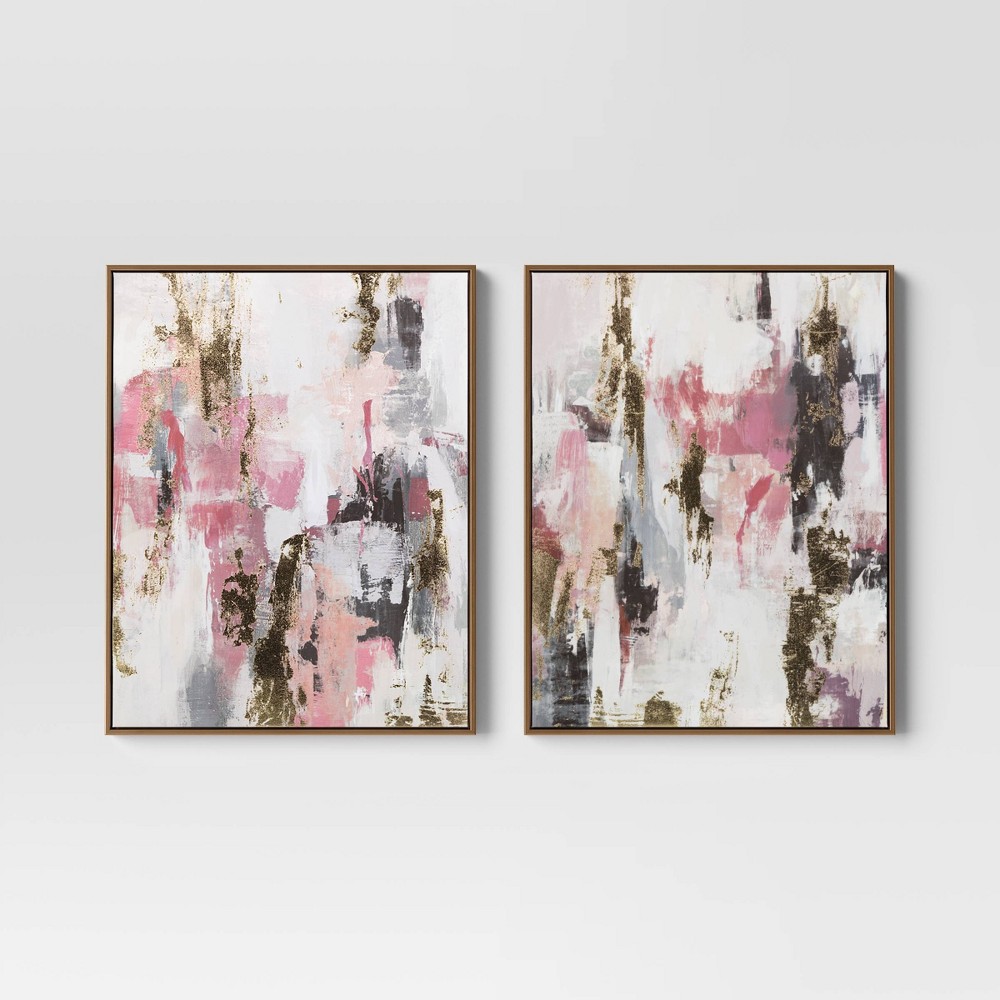 Photos - Other Decoration  16"x20" Foil Abstract Canvas Framed Arts - Threshold™(Set of 2)