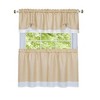 Kate Aurora Flax Styled Semi Sheer 3 Piece Tie-Up Kitchen Curtain Tier & Valance Set - 2 of 2