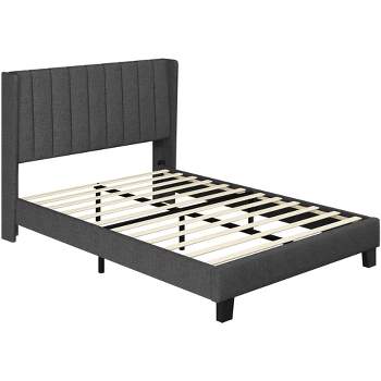 Yaheetech Upholstered Bed Frame with Wing Side