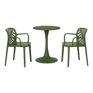 WestinTrends Playa 3-Piece Outdoor Indoor Metal Patio Dining Table Set With Stackable Patio Chairs - 1 of 4