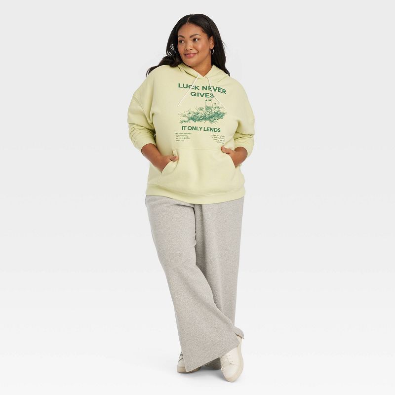 Women's Luck Only Lends Graphic Hoodie - Green, 3 of 4