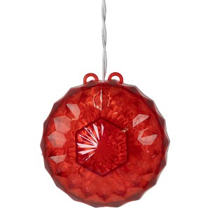 Northlight LED Crystal Sphere Hanging Christmas Decoration - 5" - Red Lights - 2' White Wire - 1 of 4