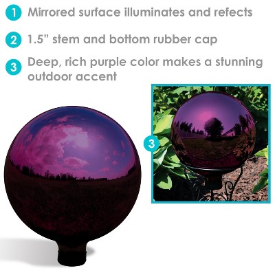 Merlot Mirrored 10" Stainless Steel Gazing Globe with Stem