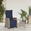 vidaXL Reclining Patio Chairs with Footrest - Set of 2, Adjustable Poly Rattan Loungers, Weather-Resistant & UV-Protected, Easy Clean, Navy Cushions - 3 of 4