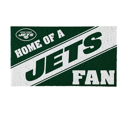 Evergreen Home of a Fan New York Jets 28" x 16" Woven PVC Indoor Outdoor Doormat, Home of a Fan