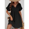 Amaryllis Women's Boho Babydoll Dress Short Sleeve V-Neck Embroidered Trim Flowy A-Line Mini Dress Casual Style - 4 of 4