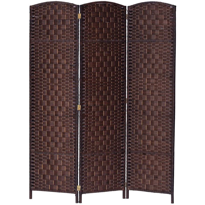 Legacy Decor 3, 4, 5, 6, or 8 Panels Diamond Weave Bamboo Fiber Privacy Partition Screen, Black, Brown, Red/Honey, Or Beige Color, 1 of 5